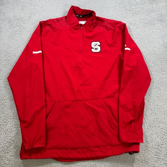Adidas NC State Wolfpack Red 1/4 Zip Pullover Jacket Mens Medium - Picture 1 of 8